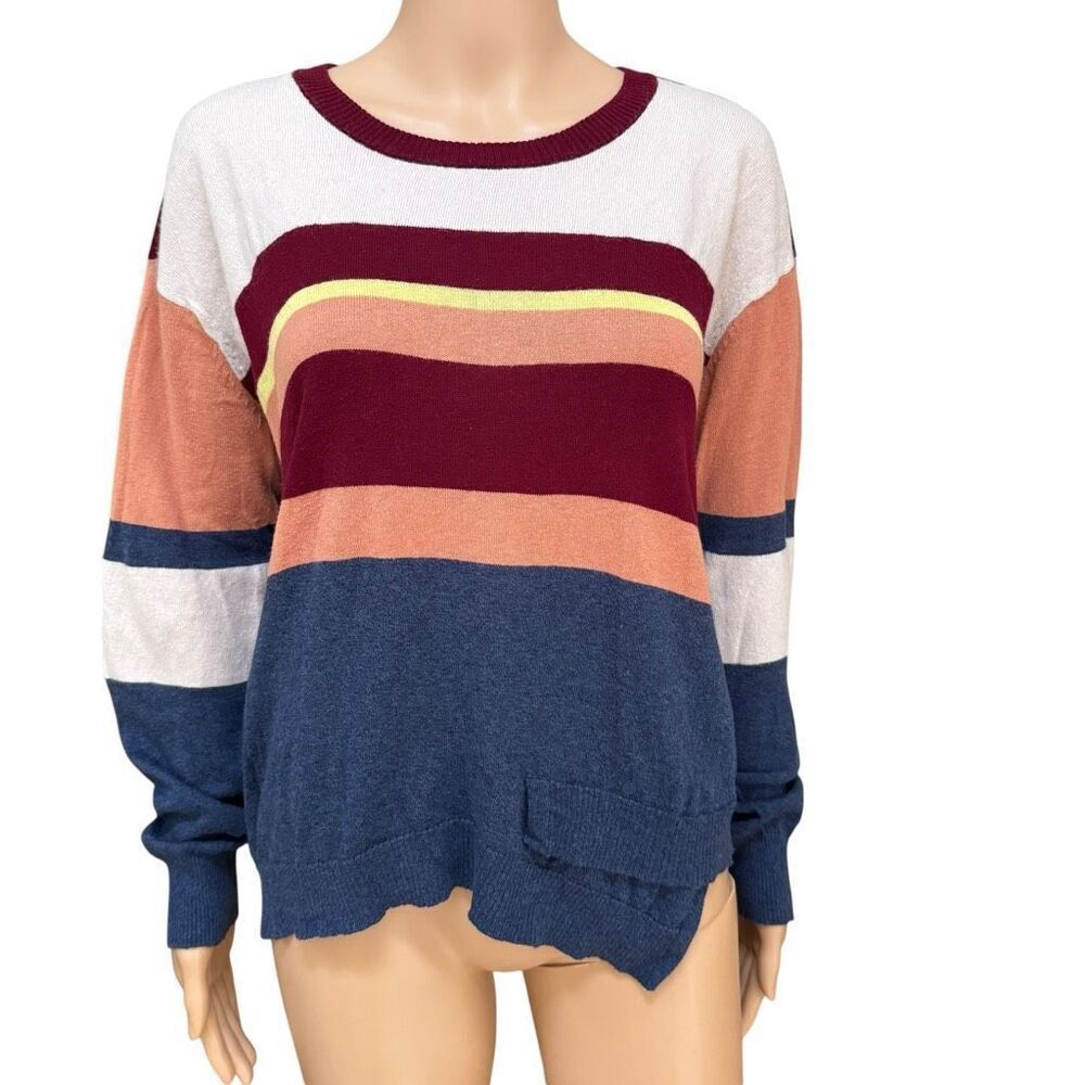 WILT Striped Sweater Cotton/Cashmere blend Uneven Hem size S